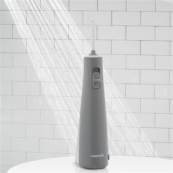 Gray Cordless Pulse Water Flosser WF-20CD017 in Shower