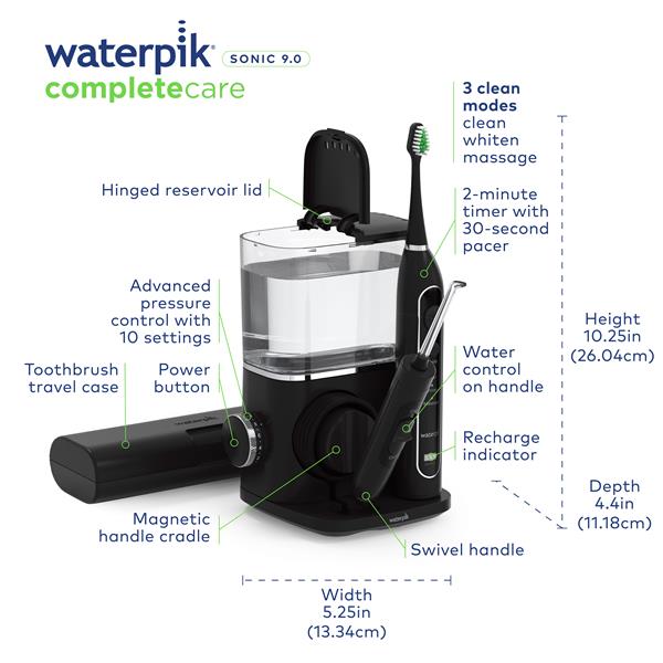 Features & Dimensions - Waterpik Complete Care 9.0 CC-01 Black