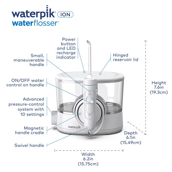 Features & Dimensions - Waterpik ION Water Flosser WF-11 White