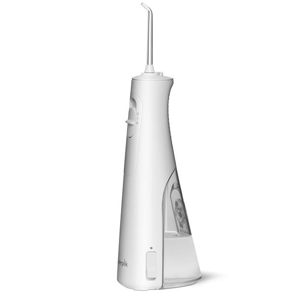 Sideview- WF-21 White Cordless Enhance Water Flosser, Handle, & Tip